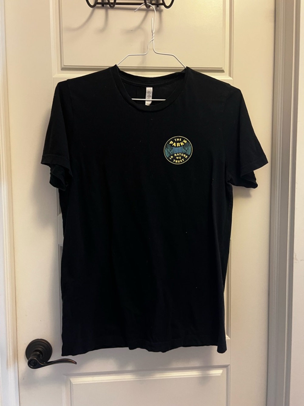 Black Men’s Crewneck T-Shirt with Small Chest Graphic